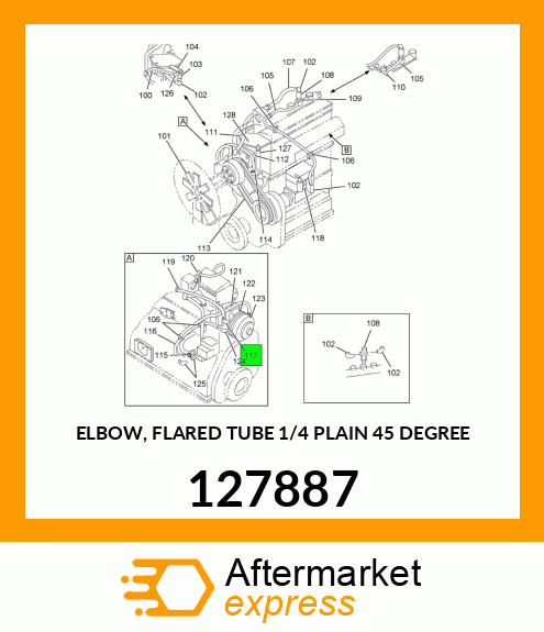 ELBOW, FLARED TUBE 1/4" PLAIN 45 DEGREE 127887