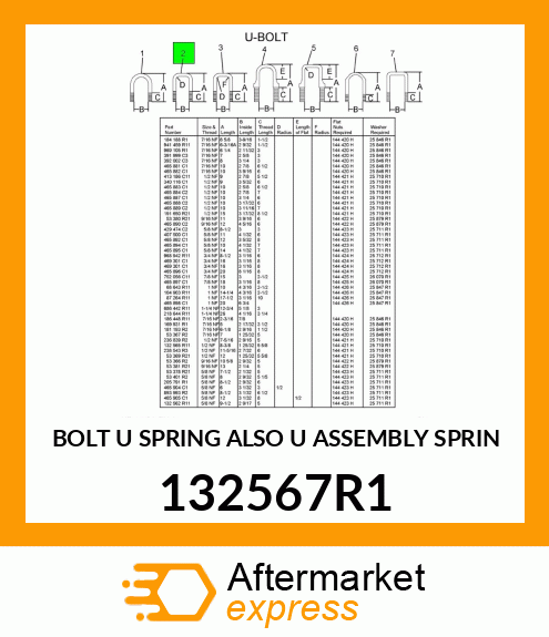 BOLT U SPRING ALSO U ASSEMBLY SPRIN 132567R1