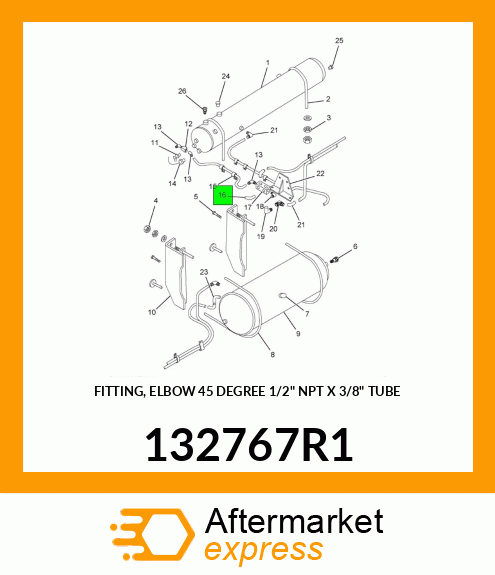 FITTING, ELBOW 45 DEGREE 1/2" NPT X 3/8" TUBE 132767R1