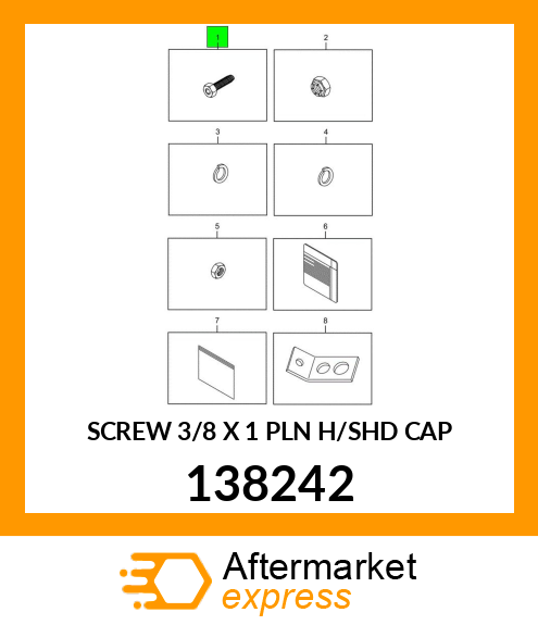 SCREW 3/8 X 1 PLN H/SHD CAP 138242