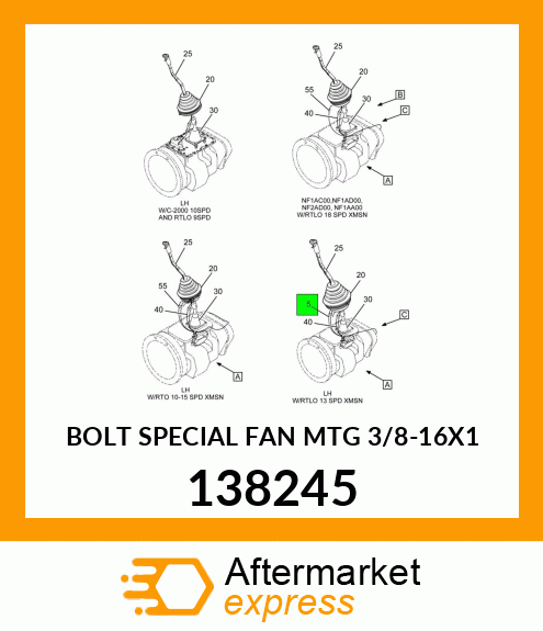 Spare part 138245 + BOLT SPECIAL FAN MTG 3/8-16X1