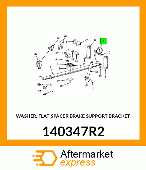 Spare part 140347R2 + WASHER, FLAT SPACER BRAKE SUPPORT BRACKET