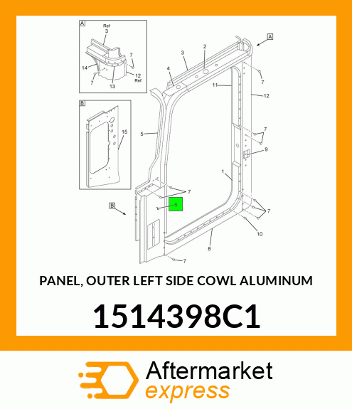 PANEL, OUTER LEFT SIDE COWL ALUMINUM 1514398C1