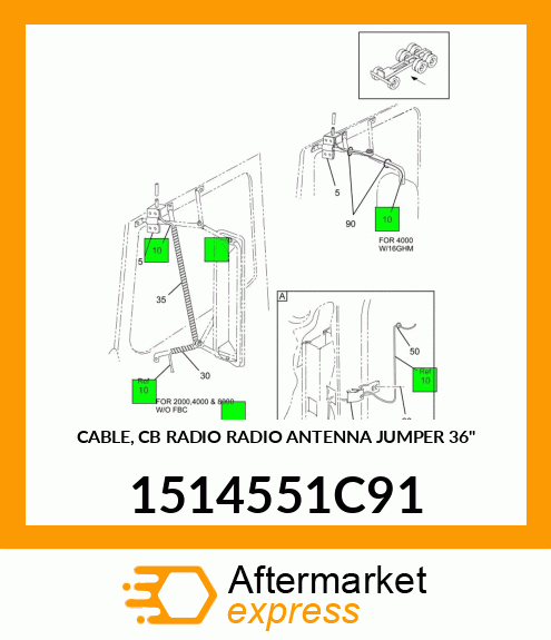 CABLE, CB RADIO RADIO ANTENNA JUMPER 36" 1514551C91