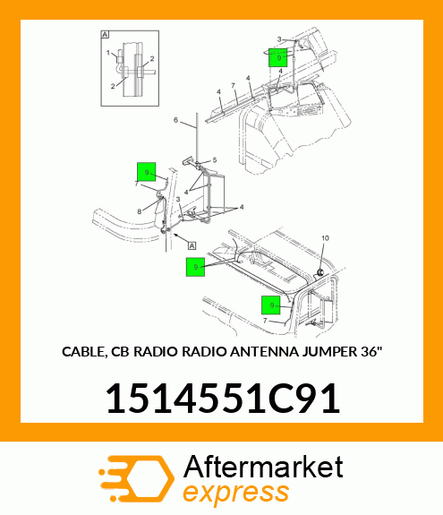 CABLE, CB RADIO RADIO ANTENNA JUMPER 36" 1514551C91