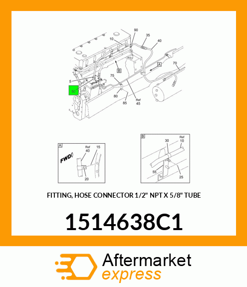 FITTING, HOSE CONNECTOR 1/2" NPT X 5/8" TUBE 1514638C1
