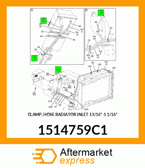 CLAMP, HOSE RADIATOR INLET 13/16"-1 1/16" 1514759C1