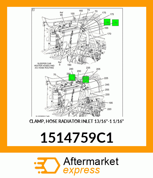 CLAMP, HOSE RADIATOR INLET 13/16"-1 1/16" 1514759C1