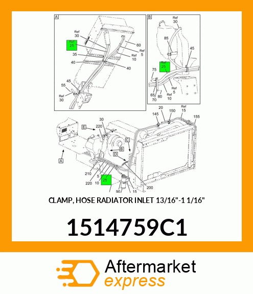 CLAMP, HOSE RADIATOR INLET 13/16"-1 1/16" 1514759C1