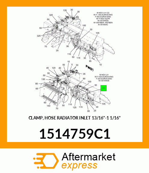 CLAMP, HOSE RADIATOR INLET 13/16"-1 1/16" 1514759C1