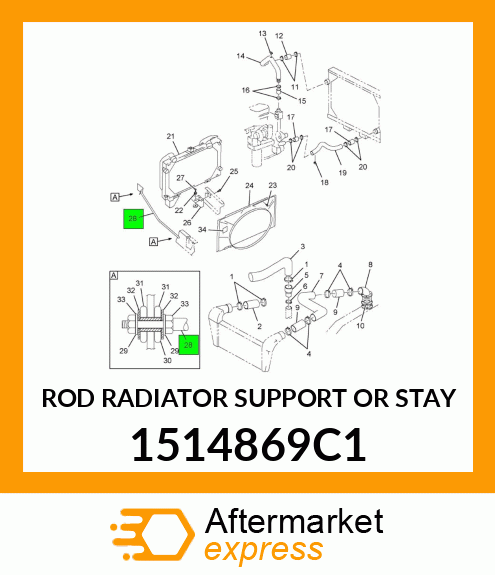 ROD RADIATOR SUPPORT OR STAY 1514869C1