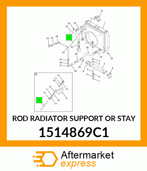 ROD RADIATOR SUPPORT OR STAY 1514869C1