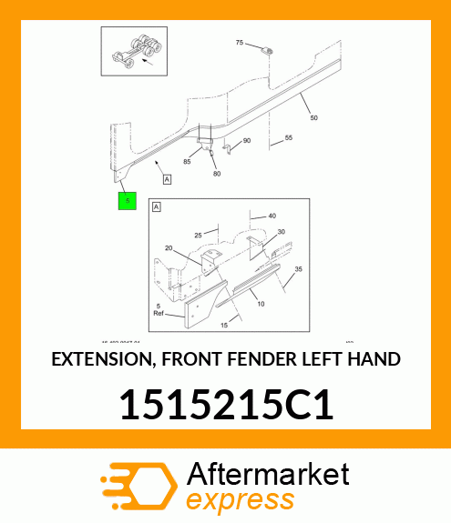 EXTENSION, FRONT FENDER LEFT HAND 1515215C1