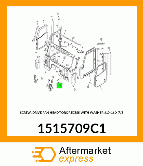 SCREW, DRIVE PAN HEAD TORX RECESS WITH WASHER #10-16 X 7/8" 1515709C1