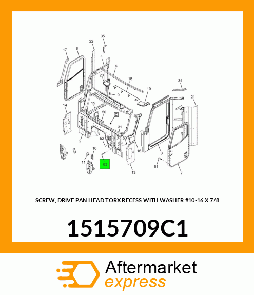 SCREW, DRIVE PAN HEAD TORX RECESS WITH WASHER #10-16 X 7/8" 1515709C1