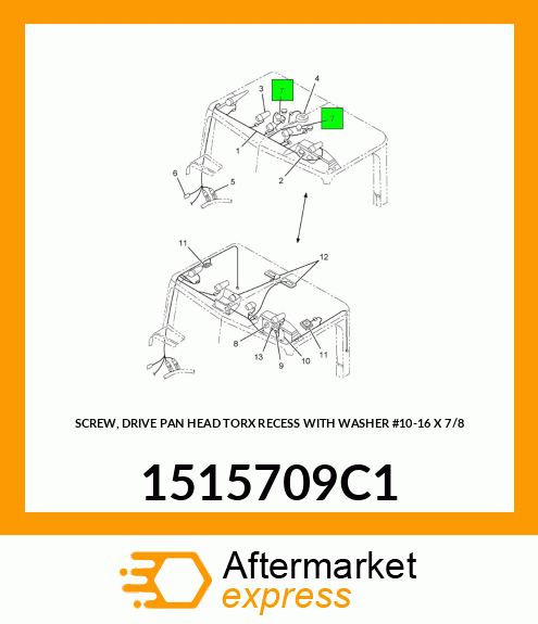 SCREW, DRIVE PAN HEAD TORX RECESS WITH WASHER #10-16 X 7/8" 1515709C1