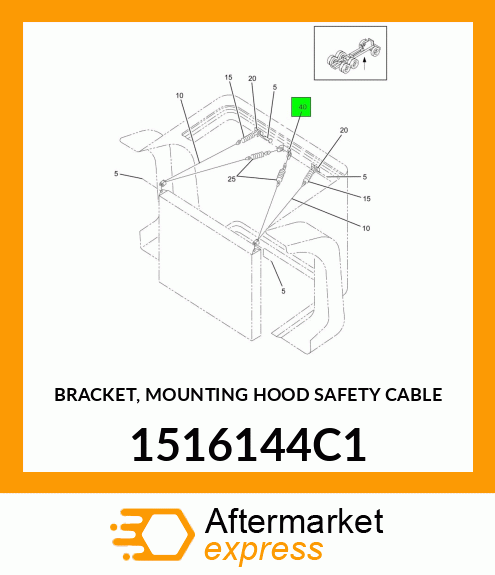 BRACKET, MOUNTING HOOD SAFETY CABLE 1516144C1