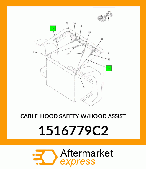 CABLE, HOOD SAFETY W/HOOD ASSIST 1516779C2