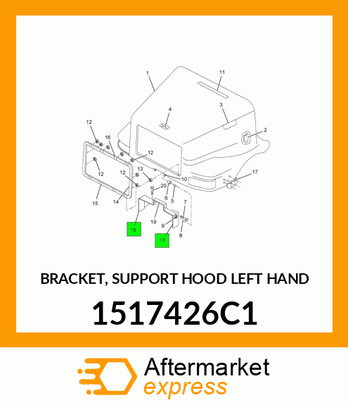 BRACKET, SUPPORT HOOD LEFT HAND 1517426C1