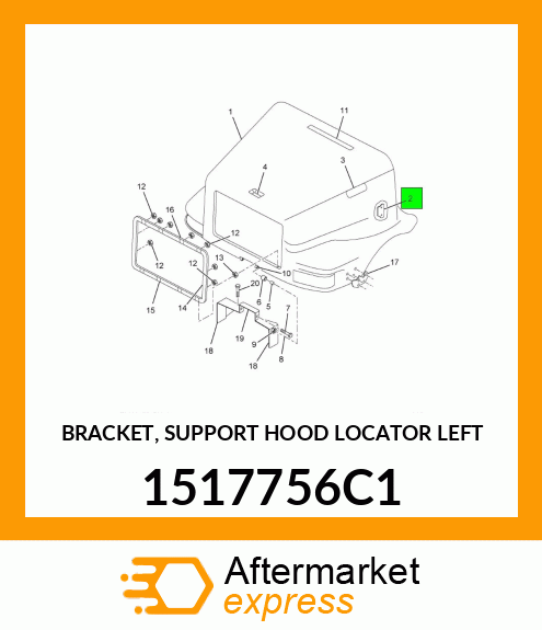 BRACKET, SUPPORT HOOD LOCATOR LEFT 1517756C1