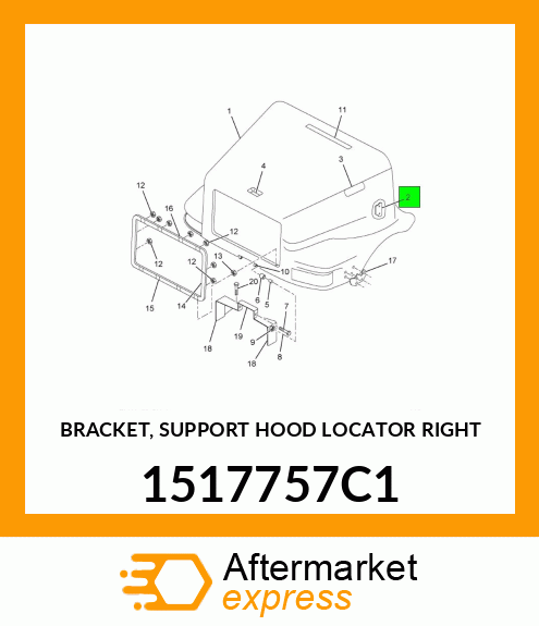 BRACKET, SUPPORT HOOD LOCATOR RIGHT 1517757C1