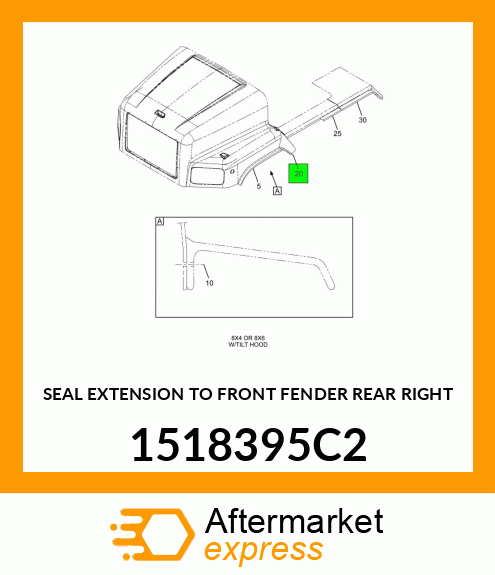 SEAL EXTENSION TO FRONT FENDER REAR RIGHT 1518395C2