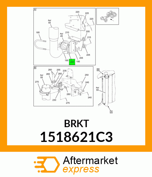 BRACKET, LOWER LEFT EXHAUST PIPE MOUNTING 1518621C3