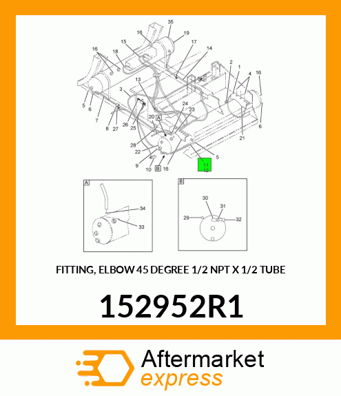 FITTING, ELBOW 45 DEGREE 1/2" NPT X 1/2" TUBE 152952R1