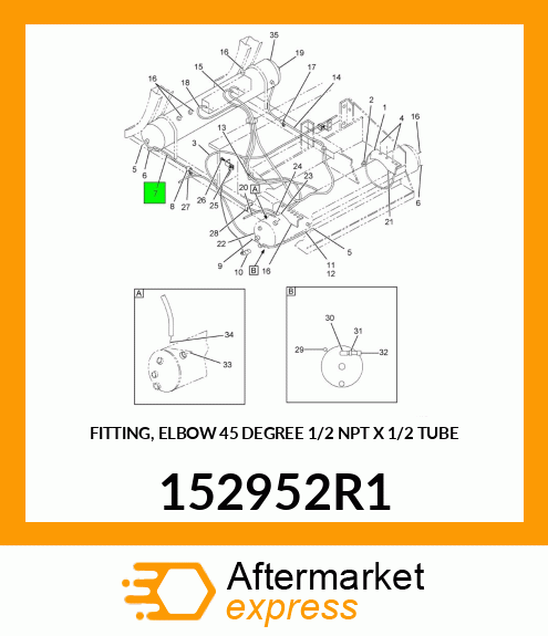 FITTING, ELBOW 45 DEGREE 1/2" NPT X 1/2" TUBE 152952R1