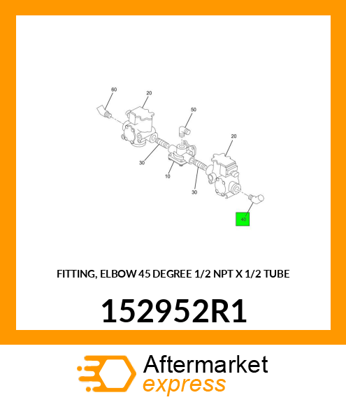 FITTING, ELBOW 45 DEGREE 1/2" NPT X 1/2" TUBE 152952R1