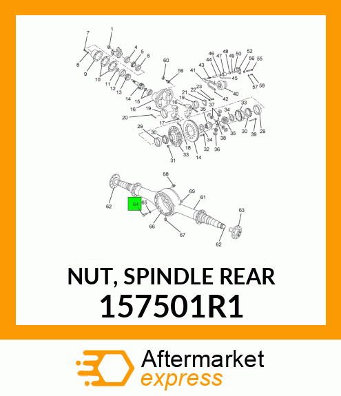 NUT, SPINDLE REAR 157501R1
