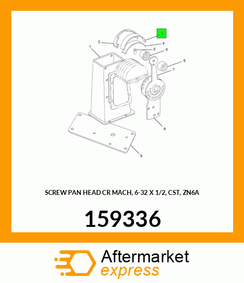 SCREW PAN HEAD CR MACH, 6-32 X 1/2, CST, ZN6A 159336