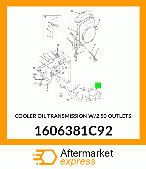 COOLER OIL TRANSMISSION W/2.50 OUTLETS 1606381C92