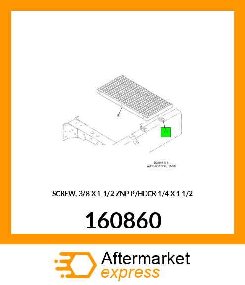 SCREW, 3/8 X 1-1/2 ZNP P/HDCR 1/4" X 1 1/2" 160860