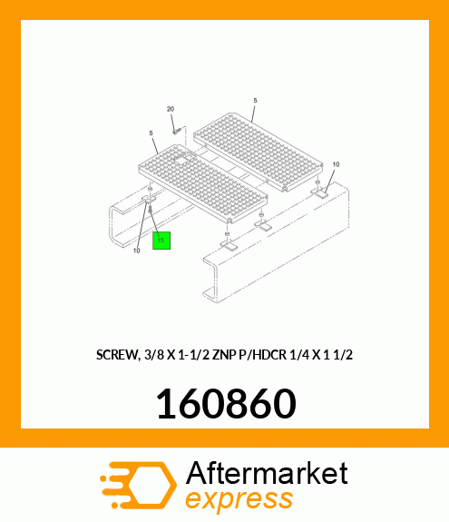 SCREW, 3/8 X 1-1/2 ZNP P/HDCR 1/4" X 1 1/2" 160860