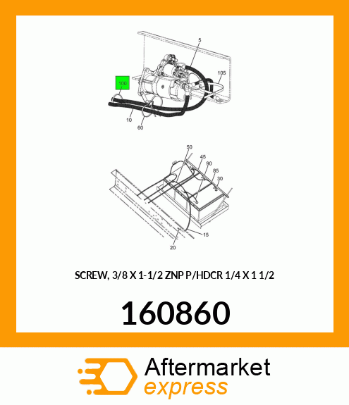 SCREW, 3/8 X 1-1/2 ZNP P/HDCR 1/4" X 1 1/2" 160860