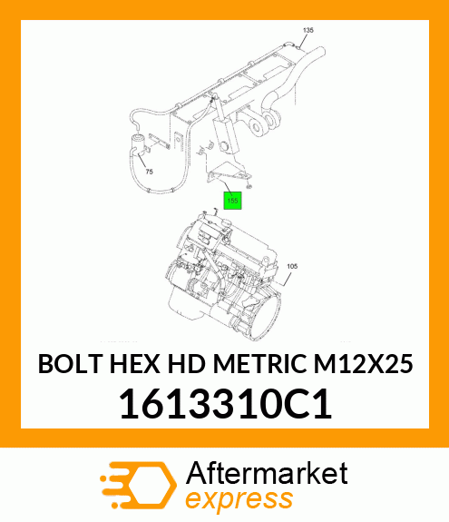 BOLT HEX HD METRIC M12X25 1613310C1