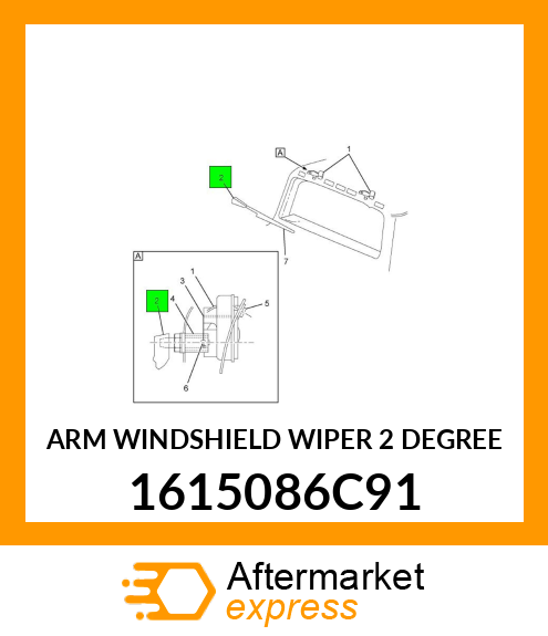 ARM WINDSHIELD WIPER 2 DEGREE 1615086C91