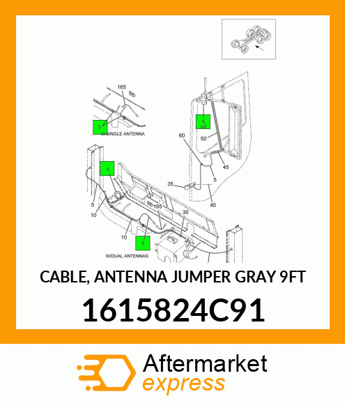 CABLE, ANTENNA JUMPER GRAY 9FT 1615824C91