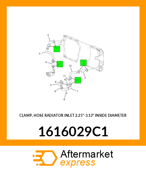 CLAMP, HOSE RADIATOR INLET 2.25"-3.13" INSIDE DIAMETER 1616029C1