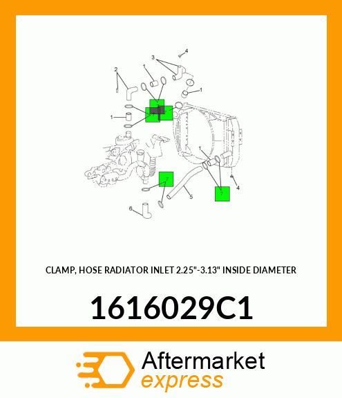 CLAMP, HOSE RADIATOR INLET 2.25"-3.13" INSIDE DIAMETER 1616029C1