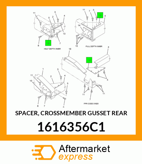 SPACER, CROSSMEMBER GUSSET REAR 1616356C1