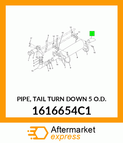 PIPE, TAIL TURN DOWN 5" O.D. 1616654C1