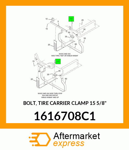 BOLT, TIRE CARRIER CLAMP 15 5/8" 1616708C1