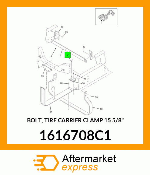 BOLT, TIRE CARRIER CLAMP 15 5/8" 1616708C1