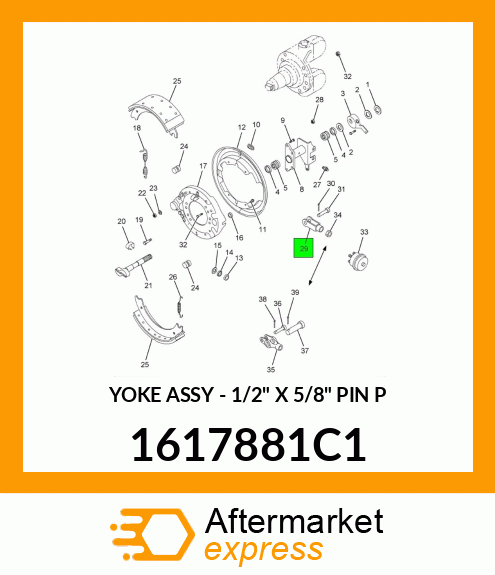 YOKE ASSY - 1/2" X 5/8" PIN P 1617881C1