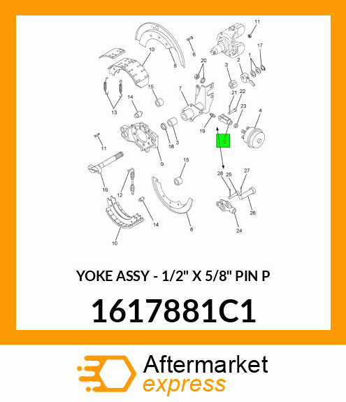 YOKE ASSY - 1/2" X 5/8" PIN P 1617881C1