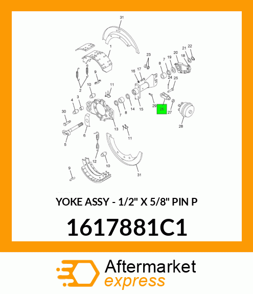 YOKE ASSY - 1/2" X 5/8" PIN P 1617881C1