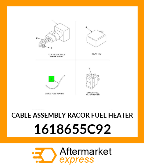 CABLE ASSEMBLY RACOR FUEL HEATER 1618655C92