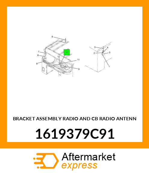 BRACKET ASSEMBLY RADIO AND CB RADIO ANTENN 1619379C91